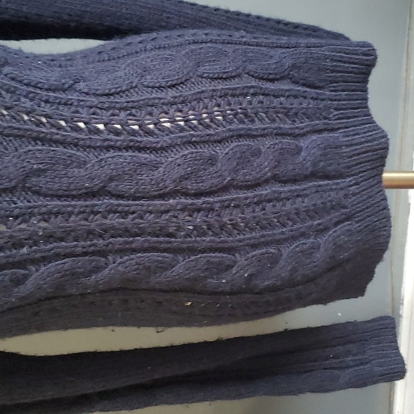 Gilly Hicks woman's blue cable knit vneck pullover sweater size M - Picture 7 of 12